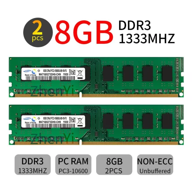 16GB 2x 8GB 4GB DDR3 PC3-10600U 1333Mhz 240Pin DIMM Desktop RAM für Samsung DE