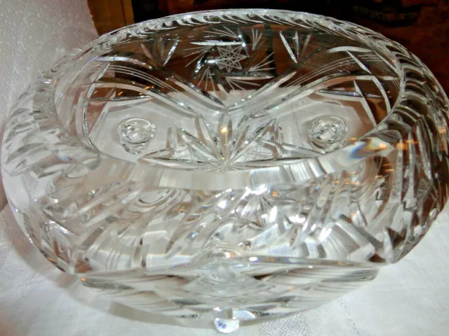Vingtae American Brilliant Cut Glass Crystal Footed Large Bowl Center Piece