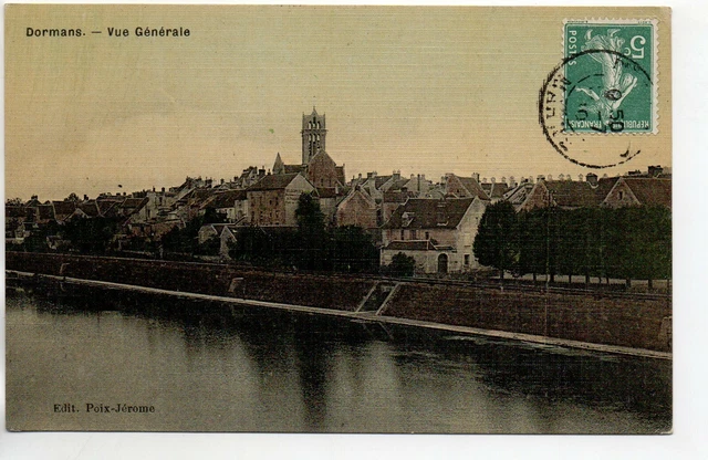 DORMANS - Marne - CPA 51 - vue generale - belle carte toilée couleur