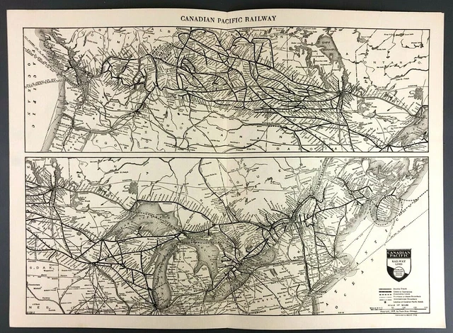 1940S CANADIAN NATIONAL Pacific Railways Line Railroad Map LaSalle Univ ...