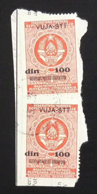 Slovenia c1950 Italy VUJA STT Ovp. Yugoslavia Revenues Used on Fragment! US 61