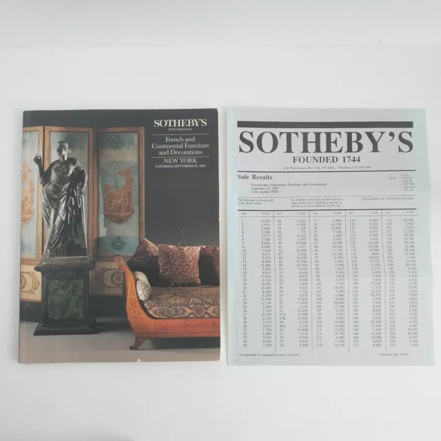 VTG Sotheby's New York Auction Catalog French Continental Furniture Decor 1989