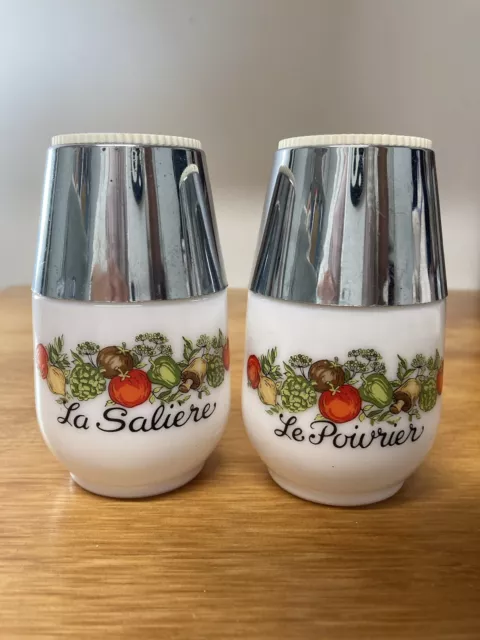 Vintage Gemco CORNING Salt and Pepper Shakers SPICE of LIFE La Saliere and  Le Poivrier 
