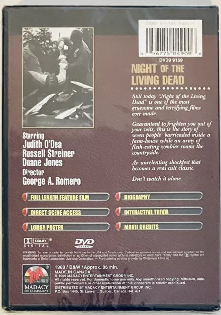 Night of the Living Dead DVD 1968 Horror Excelsior Collectors Edition NEW*GR3 2