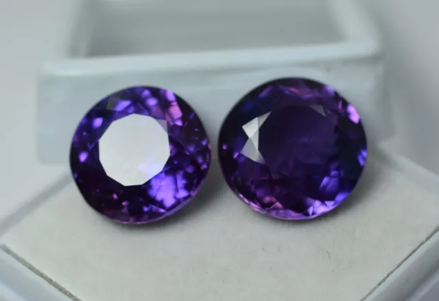 8 Ct Natural Purple Tanzanite Round Cut Certified Rare Pair Loose Gemstone