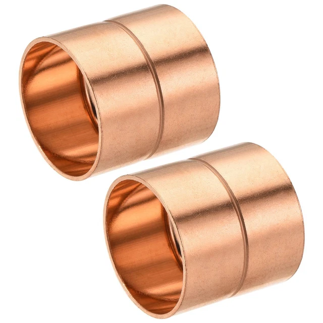 Cuivre Tube Couplage 32mm Droit Adaptateur Joint Connecteur Tuyau Souder 2Pcs