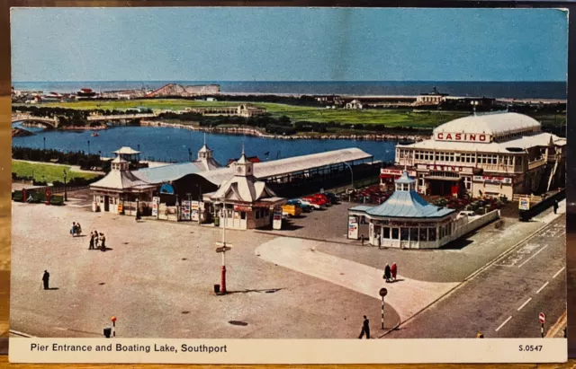 UK Postcard Old SOUTHPORT PIER Pavilion Casino Merseyside England Dennis Pre1969