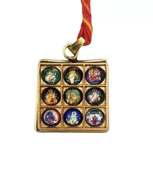 Shri Navdurga Yantra Pendant | Locket in Ashtadhatu for Men & Women