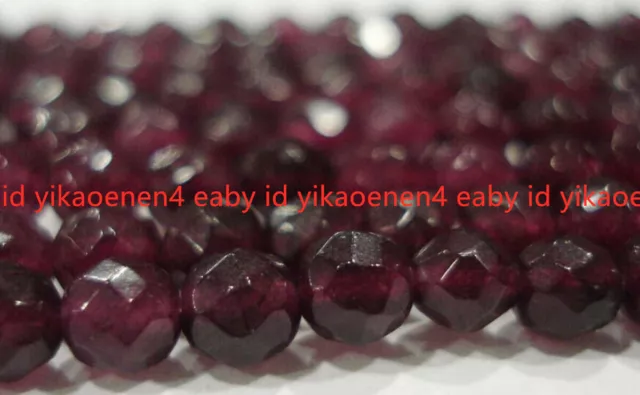 6mm Natural Indian Red Garnet Faceted Round Gemstone Loose Beads 15"