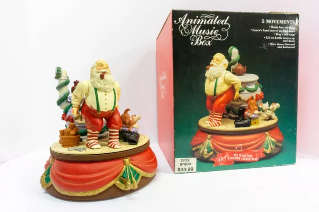 Vintage Santas Best Animated Music Box Christmas Santa Claus Wind Up