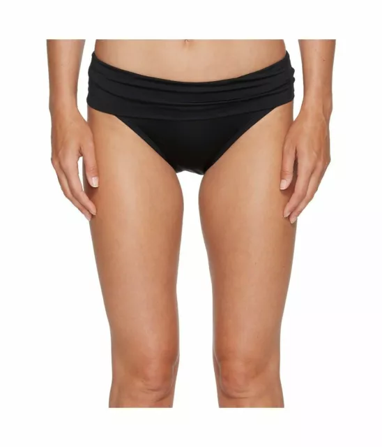 Jantzen Womens Solid Shirred Waist Bikini Bottom Black Size 6 -