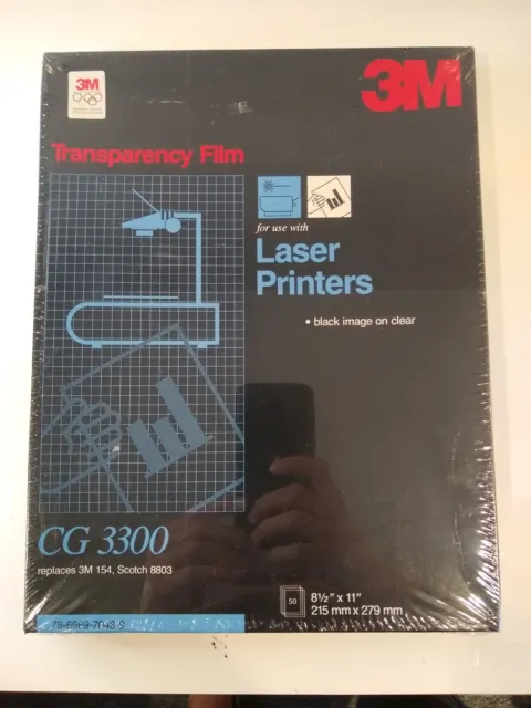 Transparency Film 3M Laser Printer 50-Sheet Pack CG3300 Factory Sealed Vintage