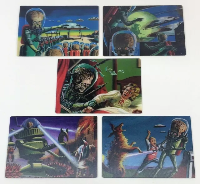 2012 TOPPS MARS ATTACKS HERITAGE 50th Complete 5 Card 3D Lenticular Motion Set