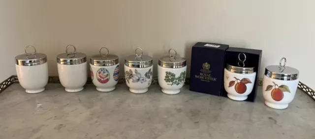 Lot de 7 CUIT OEUF-EGG CODDLER- PORCELAINE ANGLAISE ROYAL WORCESTER et COALPORT