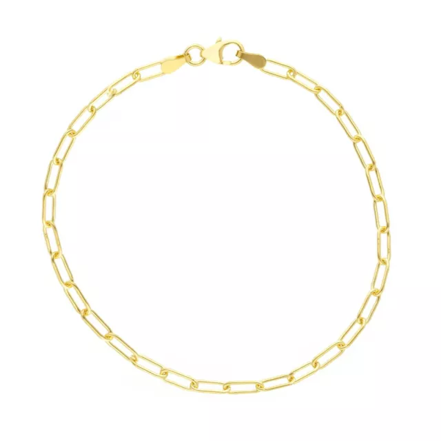 Bracelet en or Jaune 18K, Jersey Ovale, Solide, Paper Clip De 2.5x7 MM, 19 CM