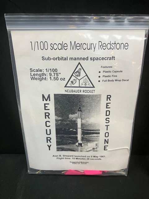 Neubauer Model Rockets VINTAGE NEUBAUER 1/100 scale Mercury Redstone 13mm MMT Flying Model ...