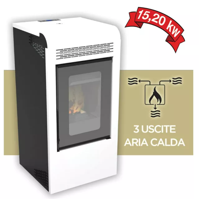 Stufa a pellet Maxi Sestriere 15 Kw canalizzata 3 uscite aria riscaldamento