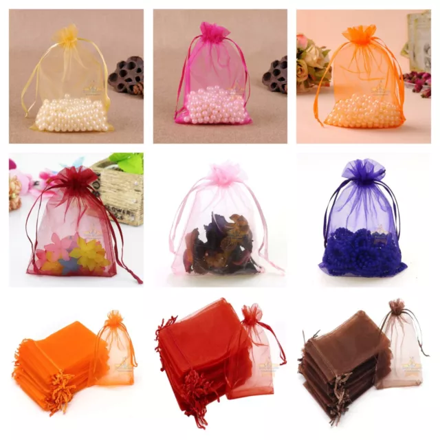 100 25 LUXURY Organza Gift Bags Jewellery Pouch XMAS Wedding Party Candy Favour