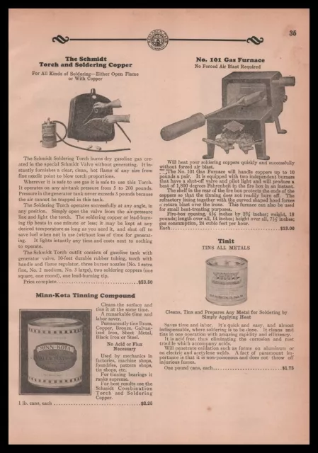 1931 The Schmidt Torch & Soldering Copper Minn-Kota Tinning Compound Print Ad