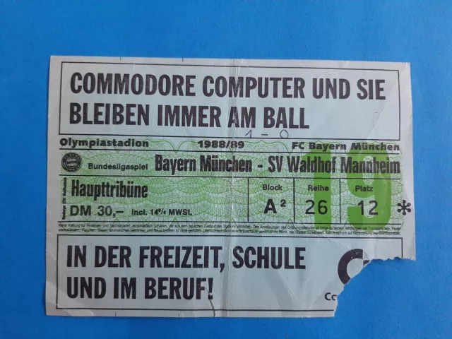 1 Sammler Ticket Saison 1988/89 / Bayern München-SV Waldhof Mannheim