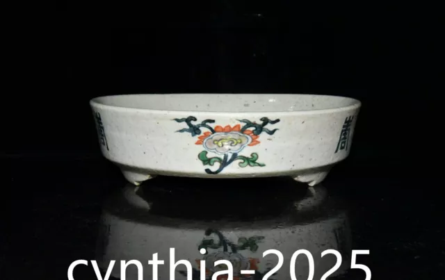 8.9"Old Antique Porcelain Qing dynasty Colorful Double Phoenix Pattern Pen Wash