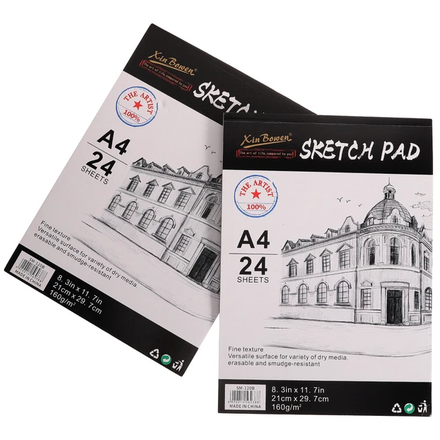 2 piezas Cuaderno de bocetos de tapa dura Cuaderno de dibujo Tapa dura perfecta