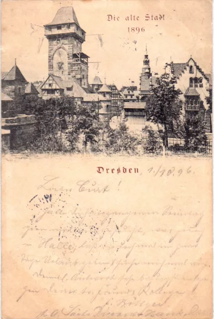 Dresda la città vecchia 1896, stampa luminosa, postale. Gebr. 1896