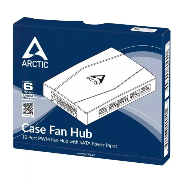 ARCTIC Case Fan Hub 10 Port 3-Pin & 4-Pin PWM Fans SATA Powered magnetic mount