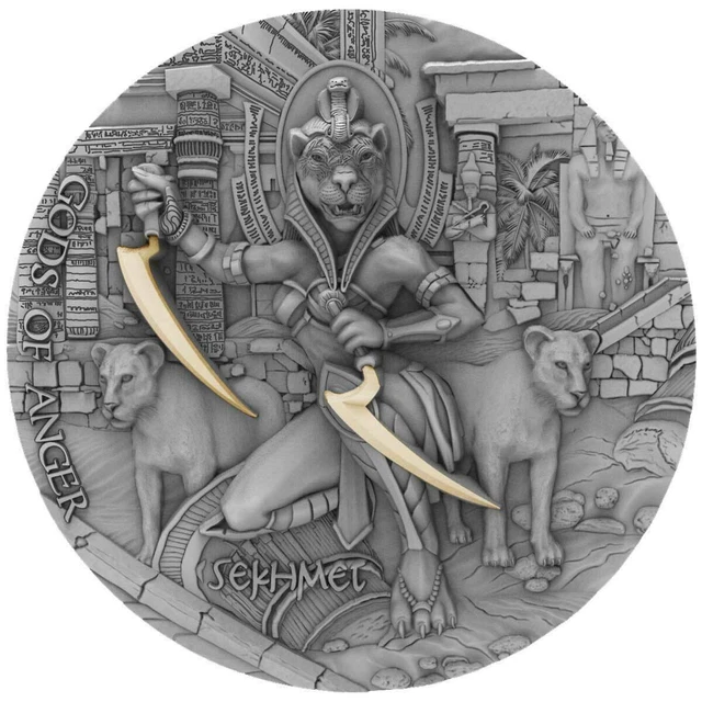 Niue 2021, Gods of Anger - Sekhmet, $5 silver coin 2oz