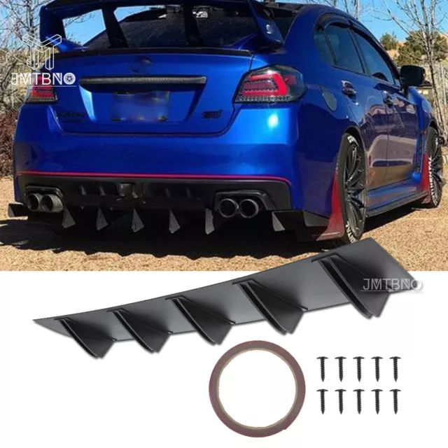 For Subaru WRX STI Car Rear Diffuser Bumper Fins Spoiler Lip Splitter Lip Black
