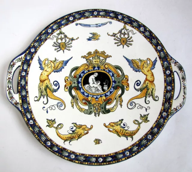 Ancien Plat à Tarte 1940 - 1950 Service Renaissance en Faïence de Gien