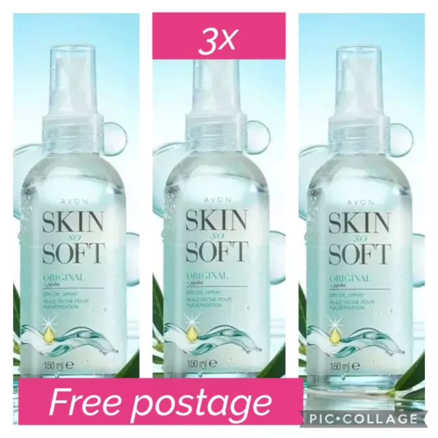 3 x Avon Skin So Soft Original Dry Oil Anti Mosquito Brand New Stock