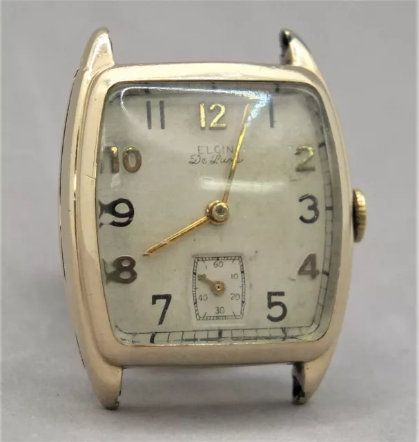 ELGIN DELUXE 17 Jewel Vintage Mens Watch - 10K Gold Filled, Elgin 555 ...