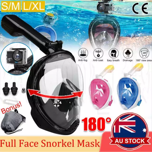 Adult Full Face Snorkel Mask Diving Mask Snorkel Set Anti-Fog Swimming 180° View