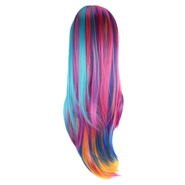 Colored Wig Rainbow Ombre Wig Multicolor Hair Wig Harajuku Headgear Miss