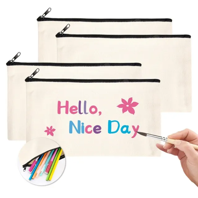 40Pcs Canvas Zipper Bag Pencil Case Bag Blank Bag DIY Craft Bag Bag Bag DIY P4D5