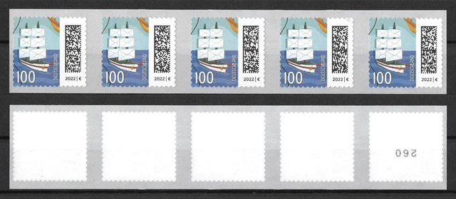 Bund Mi.Nr. 3653** (2022) postfrisch (selbstkleb. 5er-Streifen)/Welt der Briefe