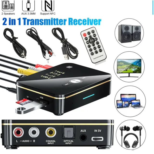 USB Transmitter Receiver Wireless 5.0 NFC to 2RCA Stereo Audio B