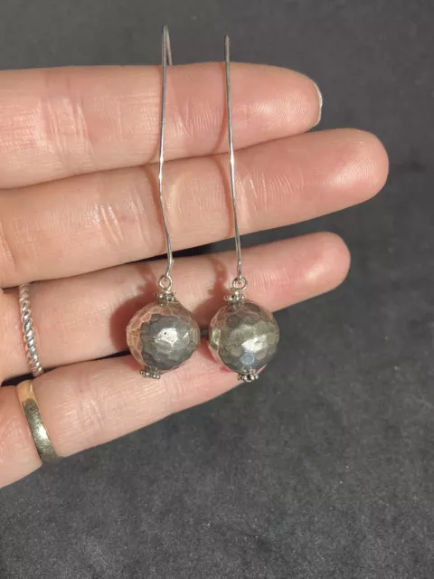 Sterling Silver Earrings Hammered Ball Earrings Boho Style Christmas Gift