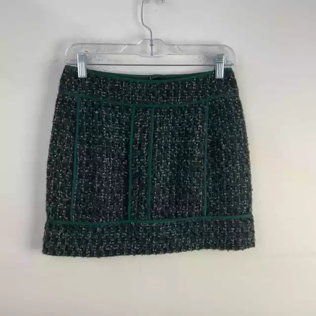 J.Crew Green A-Line Short Skirt - Womens Size 0 - Wool Blend