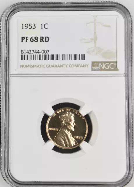 1953 Proof Lincoln Wheat Cent NGC PF 68 RD