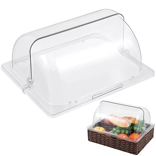 Chafing Dish Cover Roll Top Bakery Pan Display Cover Plastic Clear Desert Clo...