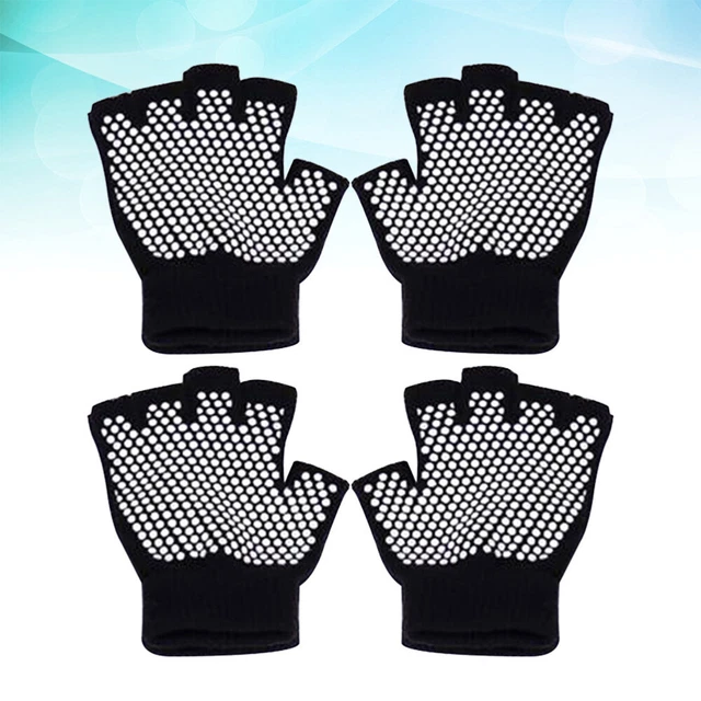 2 Pairs Silicone Workout Gloves Cycling Half Finger Fitness Breathable Training