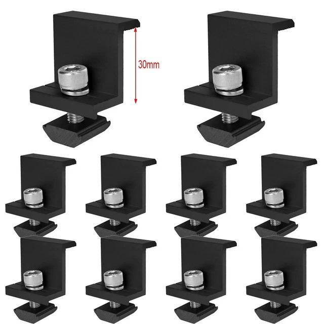 Lot De 8 Supports D'extrémité En Aluminium Pour Panneaux Solaires - Design En Z, Montage Facile, Tailles 30 à 45 Mm