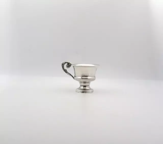 Ancien Fin 19th Siècle Main Fabriqué Italien Argent Massif Miniature Mug Marquée