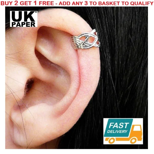 New Silver Knot Criss Cross Ear Cuff Upper Helix Cartilage Clip Earring Gift Uk