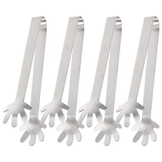 4 Pcs Ice Cube Tong Stainless Steel Palm Clip Cake Accessories Ice Tongs