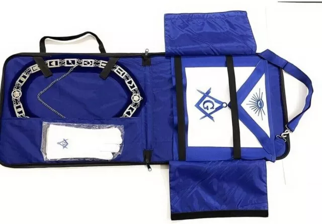 Masonic Regalia Blue Lodge Master Mason +APRON + COLLAR + GLOVES + CASE- Package