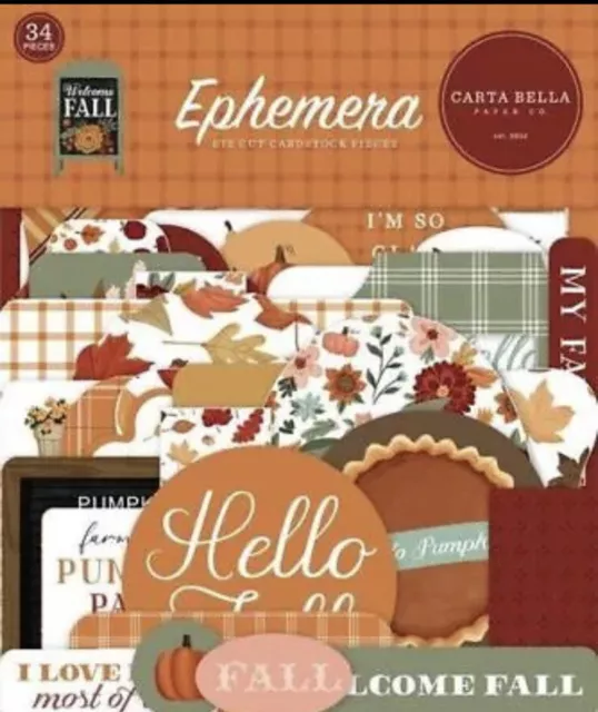 Tarjeta Hermosa ""Welcome Otoño"" Troquelados Efímeros Hojas De Otoño