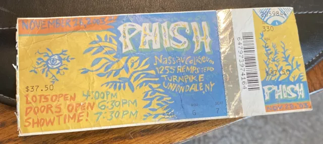 Phish Concert Ticket Stub Nov 28 2003 Nassau Coliseum Please Read Steve Pollak